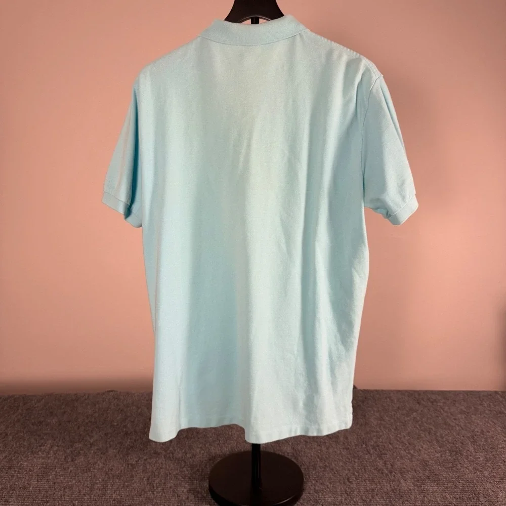 Polo Ralph Lauren Mens Large Light Blue Short Sleeve Pique Polo‎ Shirt Red Pony